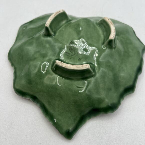 Vintage Bordallo Pinheiro Grape Leaf Candy Dish Autumn 7.25" Portugal Majolica - Picture 4 of 6